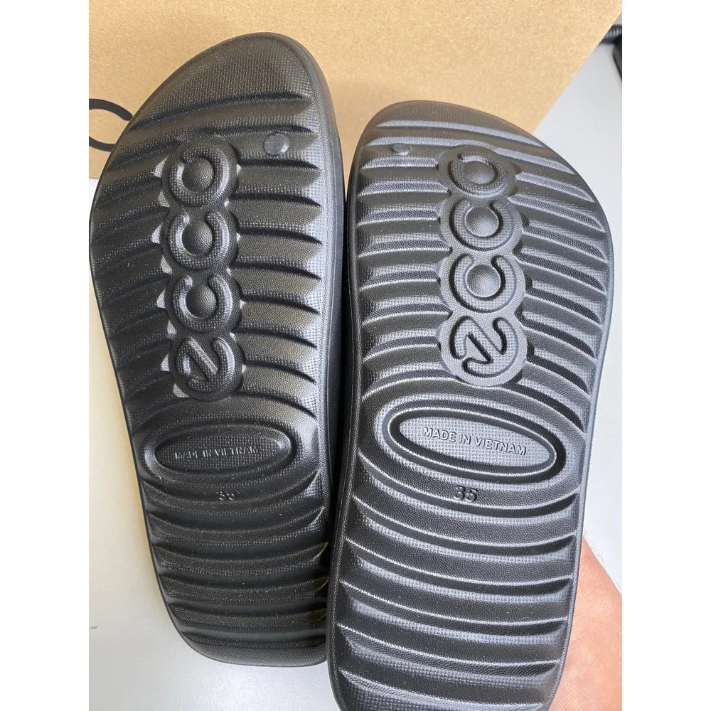Ecco Cozmo E Black Slide Sandals Mens 1-1.5 Womens 4 EU 35